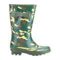 Green-Brown-Cream - Side - Cotswold Boys Innsworth Camo Wellington Boots