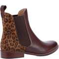 Dark Brown - Side - Hush Puppies Womens-Ladies Leopard Print Leather Ankle Boots