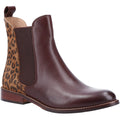 Dark Brown - Front - Hush Puppies Womens-Ladies Leopard Print Leather Ankle Boots