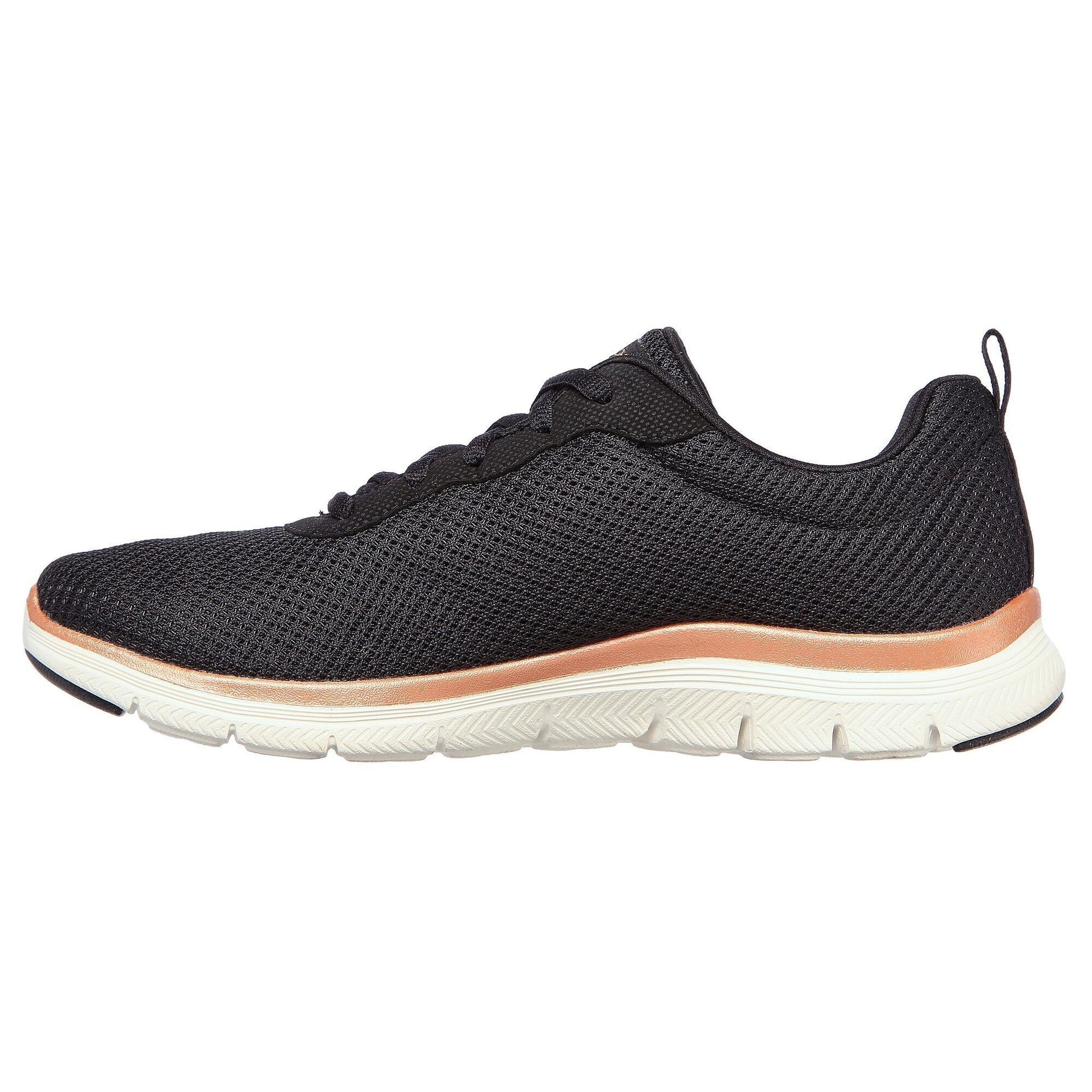 Black-Rose Gold - Side - Skechers Womens-Ladies Flex Appeal 4.0 Brilliant View Shoes
