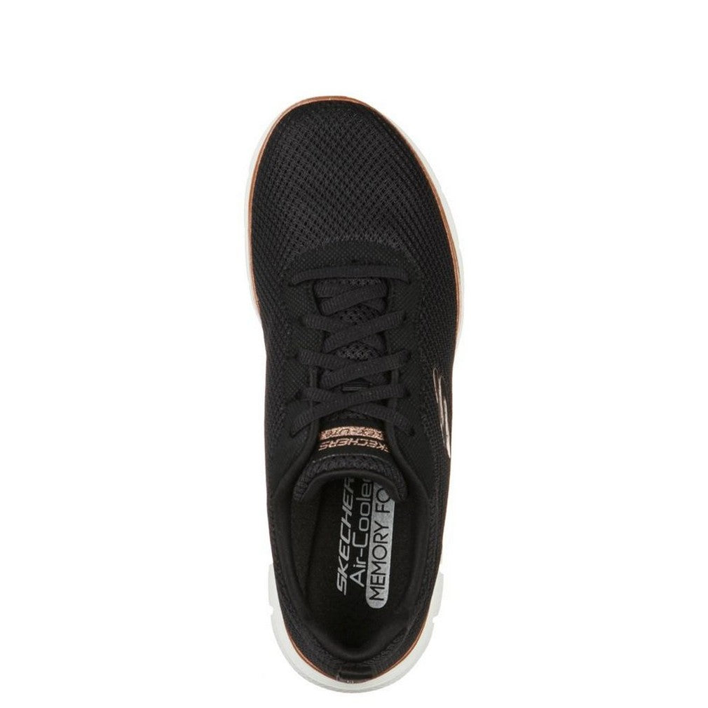 Black-Rose Gold - Lifestyle - Skechers Womens-Ladies Flex Appeal 4.0 Brilliant View Shoes