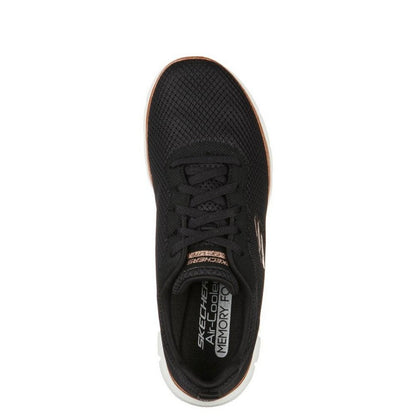 Black-Rose Gold - Lifestyle - Skechers Womens-Ladies Flex Appeal 4.0 Brilliant View Shoes