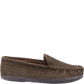 Brown - Back - Cotswold Mens Sodbury Suede Moccasin Slippers