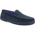 Navy - Front - Cotswold Mens Sodbury Suede Moccasin Slippers