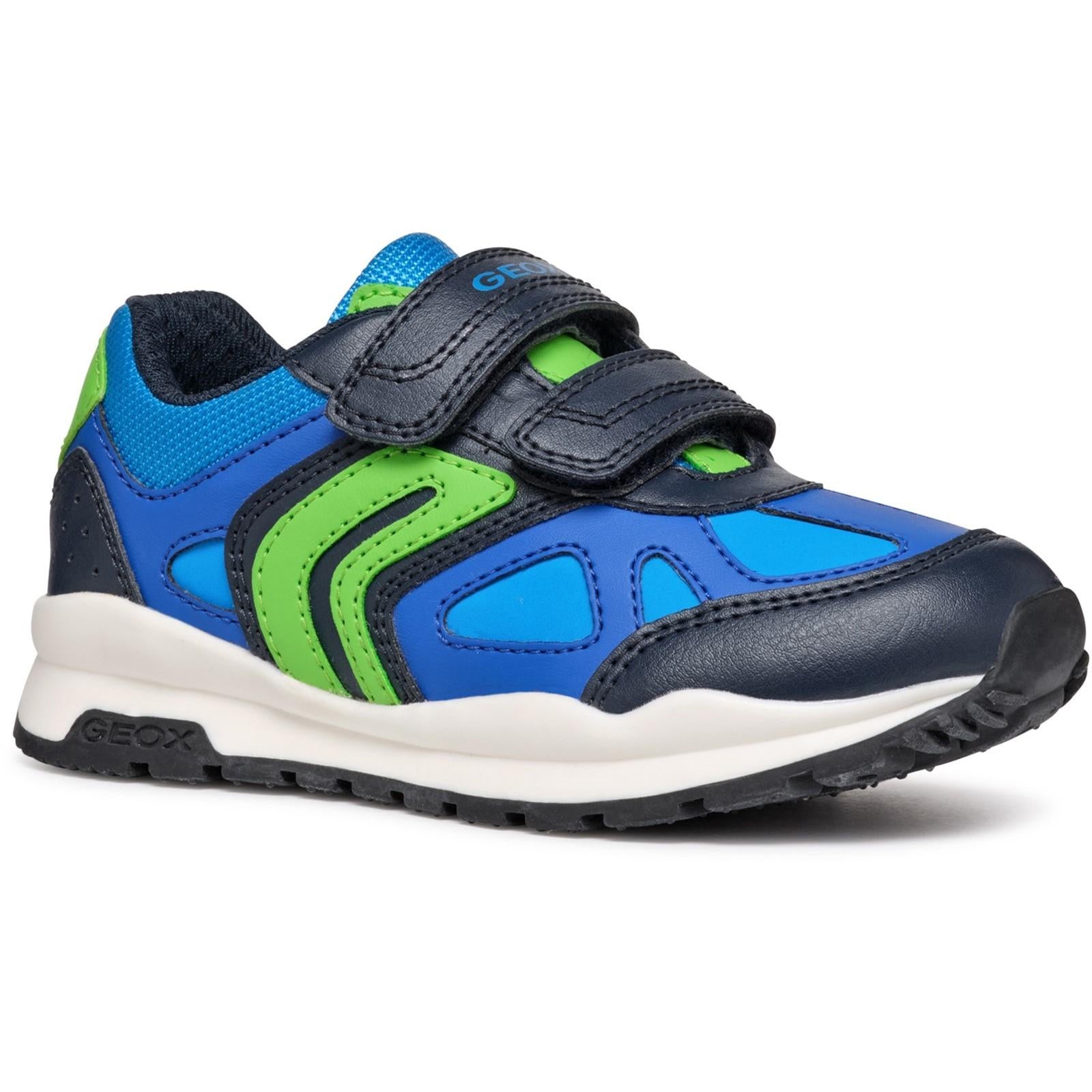 Navy-Lime - Back - Geox Childrens-Kids Pavel Trainers