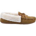 Tan - Back - Cotswold Womens-Ladies Sopworth Moccasin Slippers