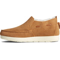 Tan - Side - Sperry Womens-Ladies Moc Sider Basic Core Suede Casual Shoes