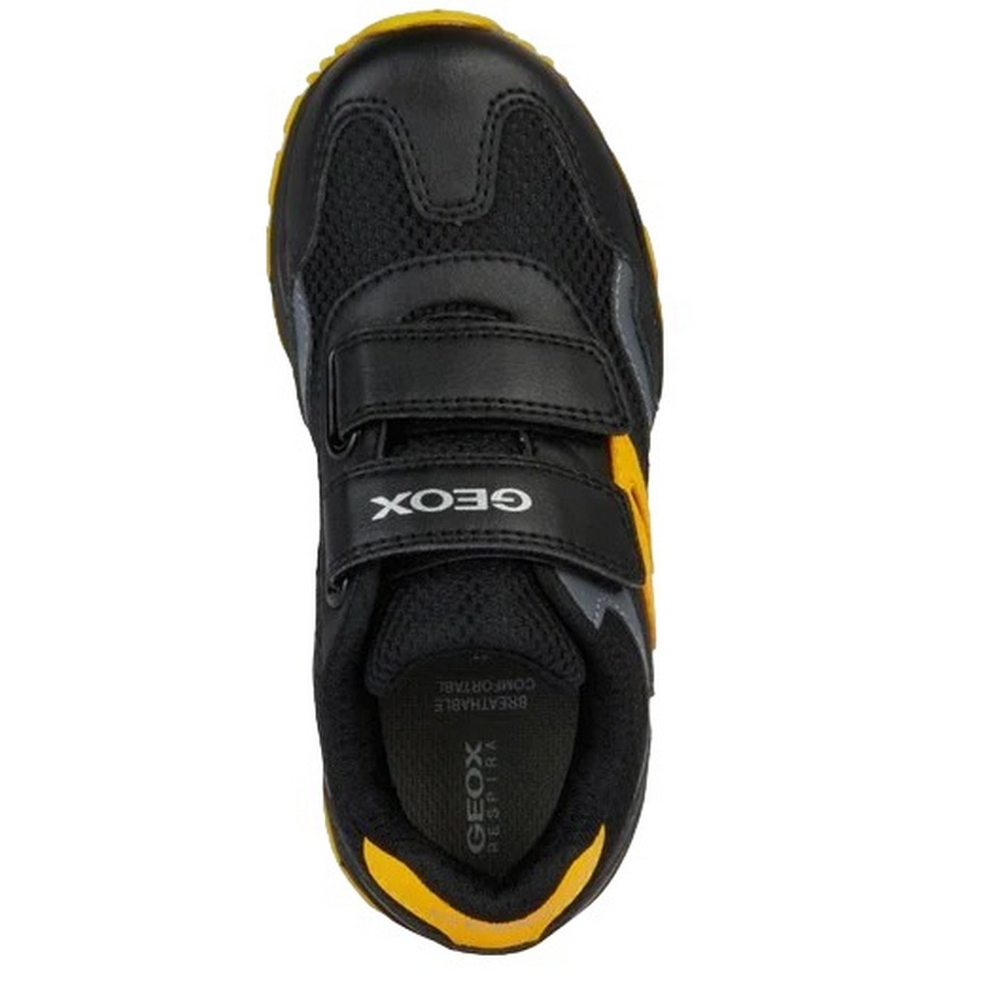 Black-Yellow - Lifestyle - Geox Childrens-Kids Pavel Leather Trainers