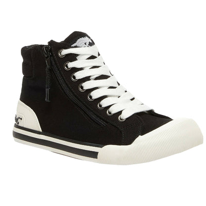 Black - Front - Rocket Dog Womens-Ladies Jazzin Hi Trainers