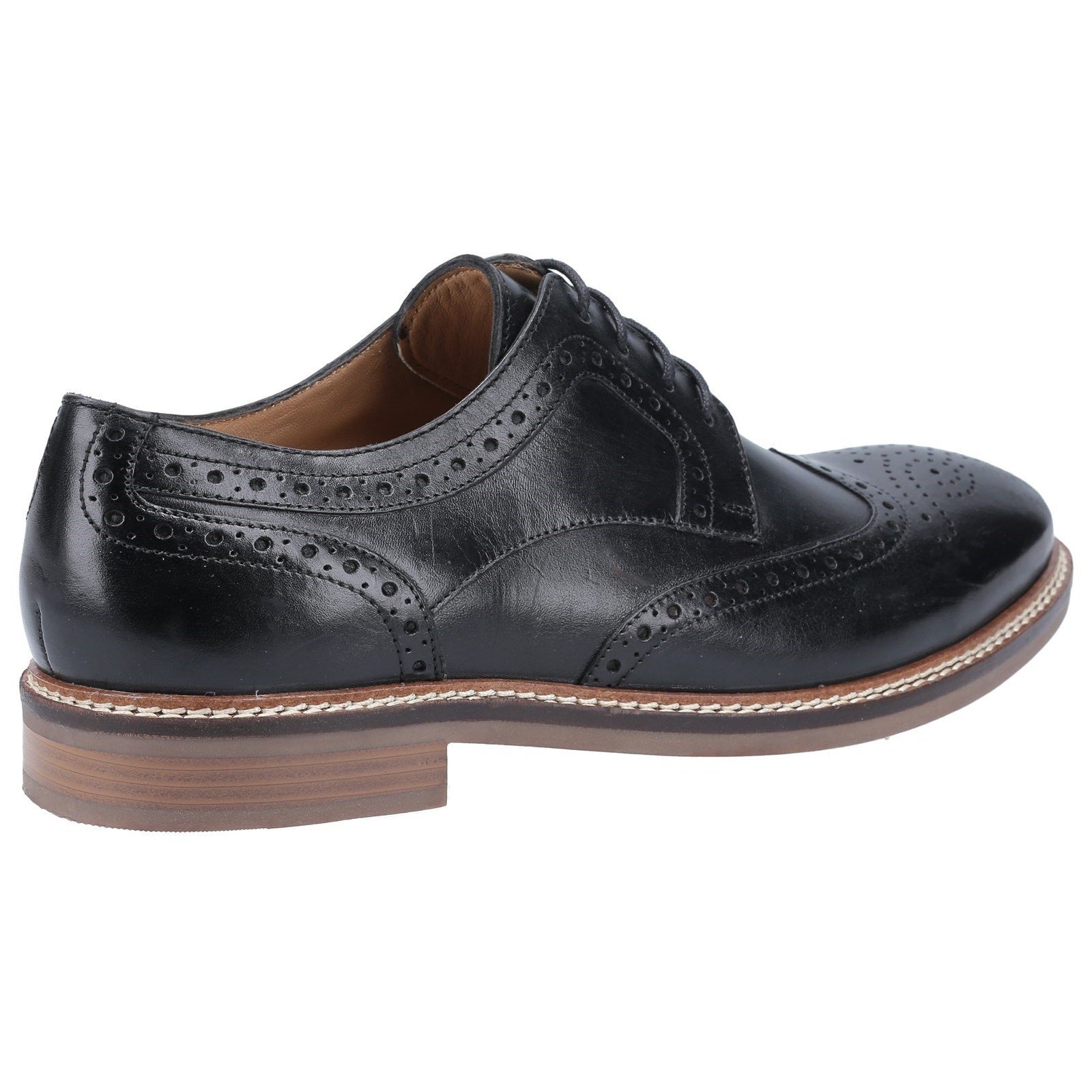 Black - Side - Hush Puppies Mens Bryson Leather Oxford Shoes