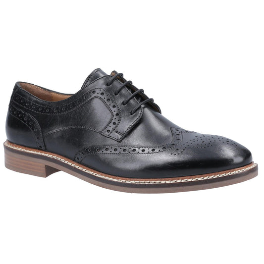Black - Front - Hush Puppies Mens Bryson Leather Oxford Shoes
