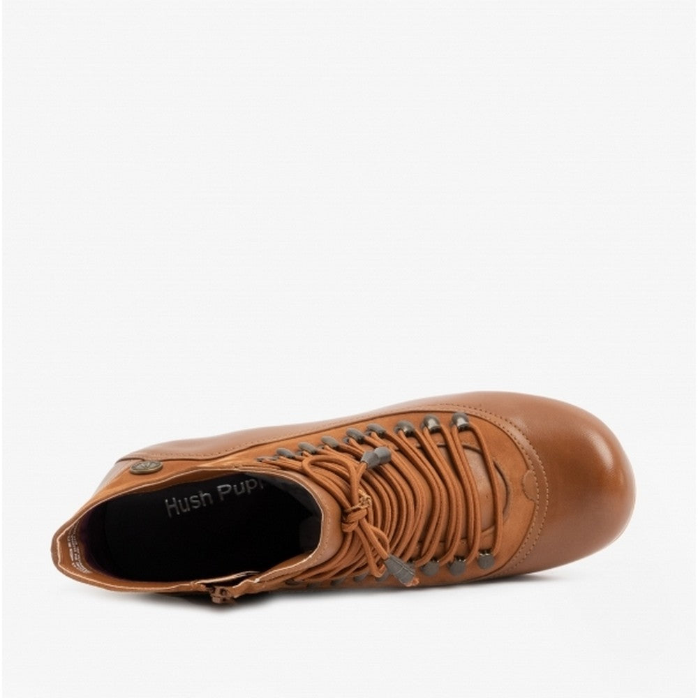 Tan - Lifestyle - Hush Puppies Womens-Ladies Vivianna Leather Heeled Ankle Boots