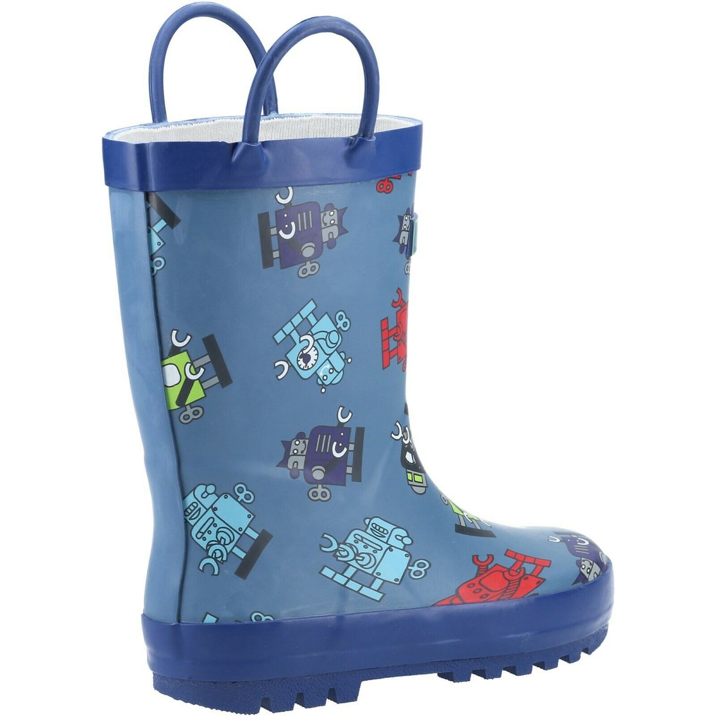 Blue - Side - Cotswold Childrens-Kids Puddle Robot Wellington Boots