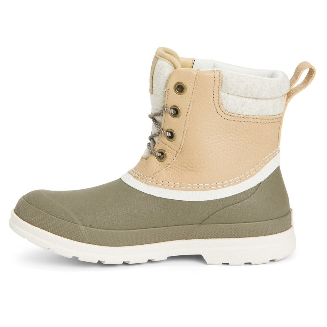 Taupe-Walnut Brown - Lifestyle - Muck Boots Womens-Ladies Originals Duck Lace Leather Wellington Boots
