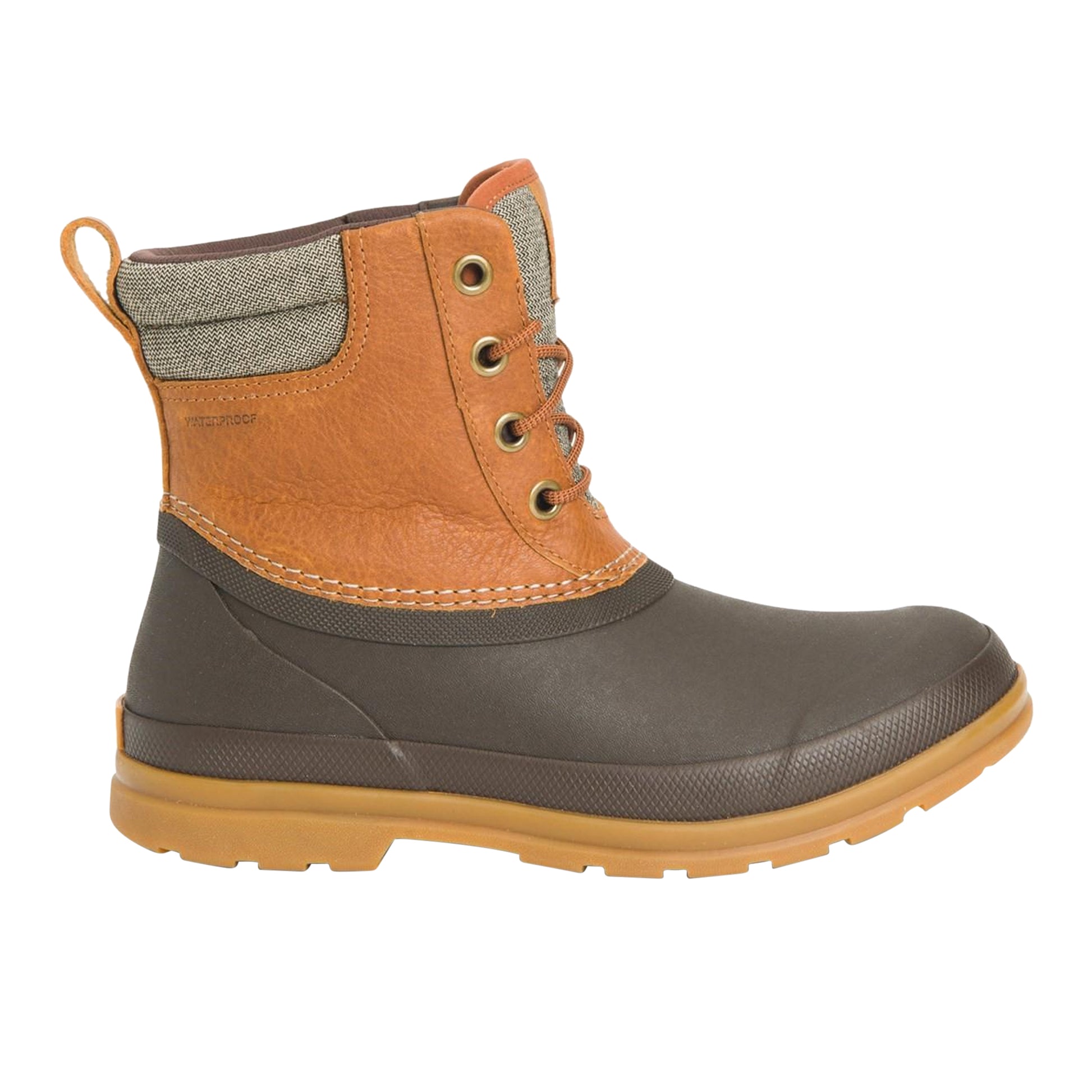 Tan-Dark Brown - Close up - Muck Boots Womens-Ladies Originals Duck Lace Leather Wellington Boots