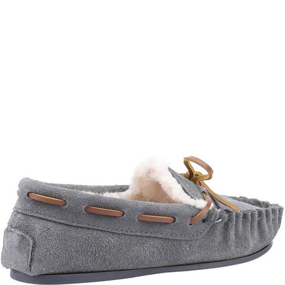 Grey - Side - Hush Puppies Childrens-Kids Addison Suede Slippers