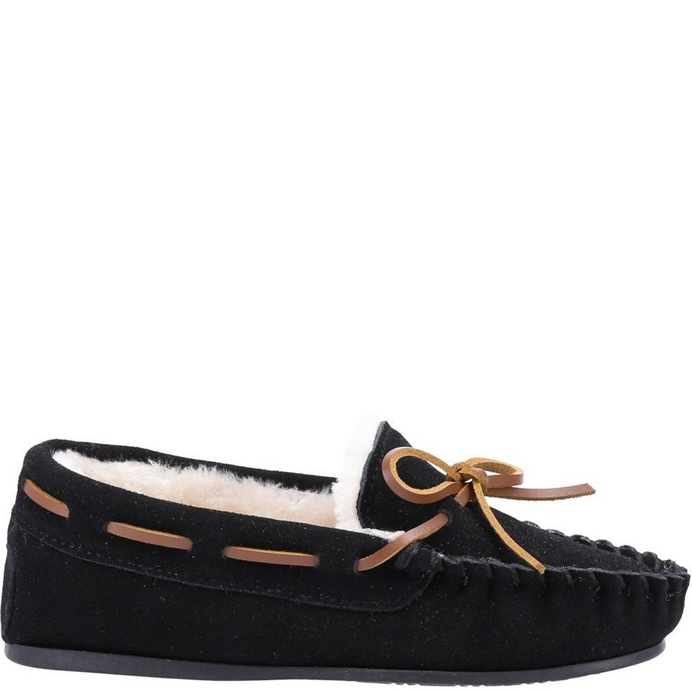 Black - Back - Hush Puppies Childrens-Kids Addison Suede Slippers