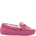 Pink - Back - Hush Puppies Childrens-Kids Addison Suede Slippers