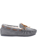 Grey - Back - Hush Puppies Childrens-Kids Addison Suede Slippers