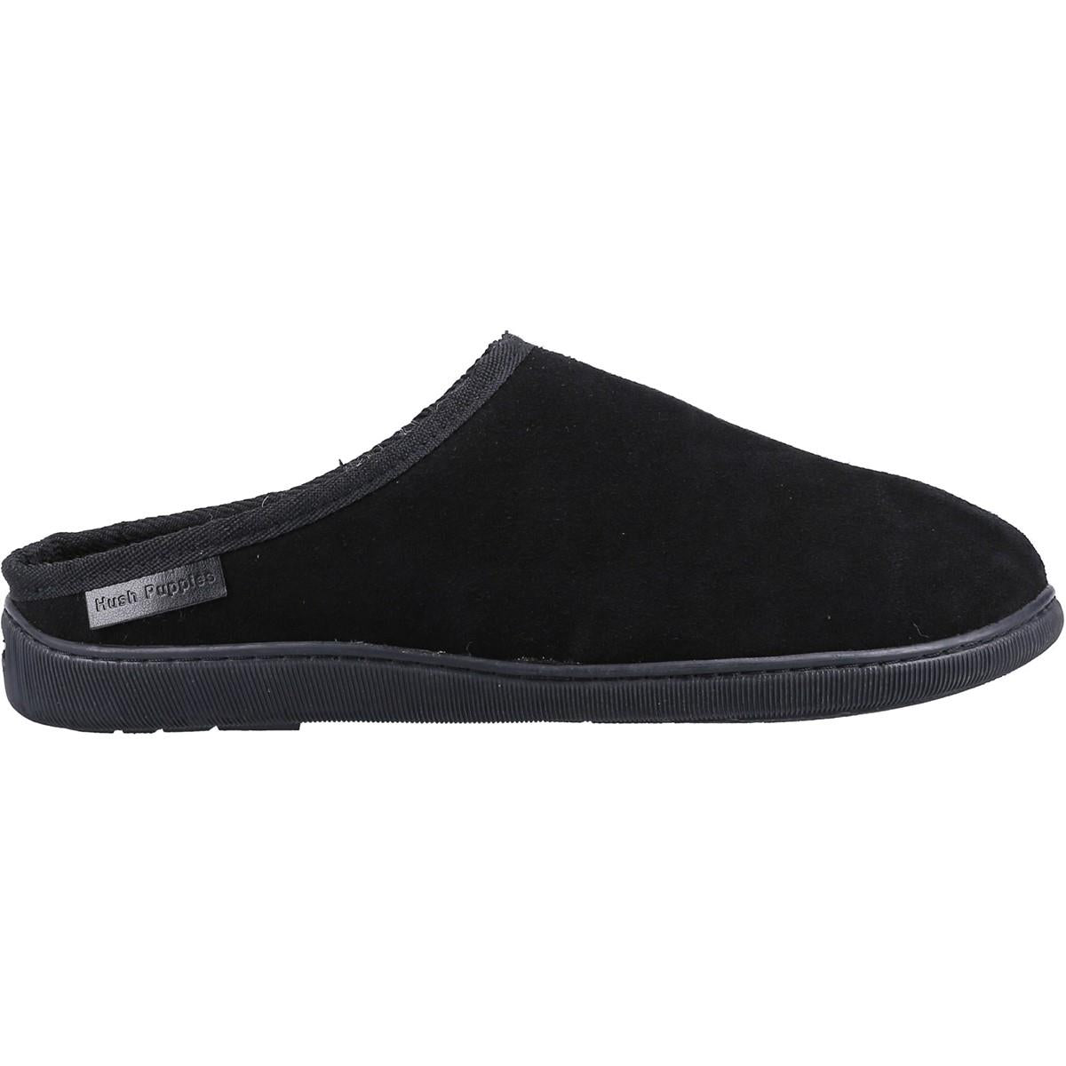 Black - Back - Hush Puppies Mens Ashton Suede Slippers