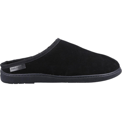 Black - Back - Hush Puppies Mens Ashton Suede Slippers