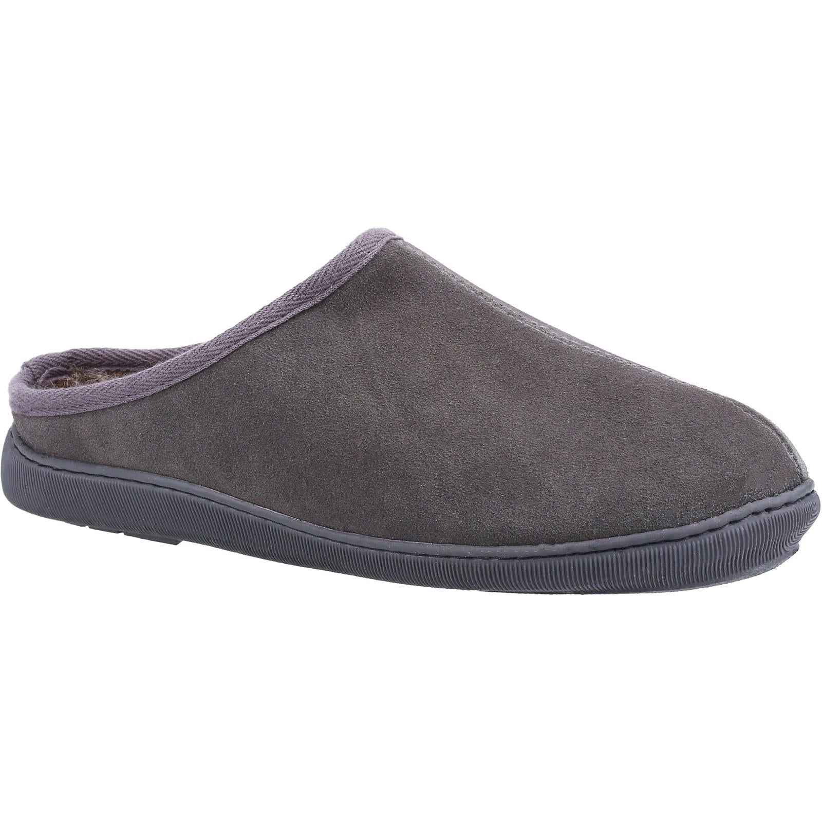 Grey - Front - Hush Puppies Mens Ashton Suede Slippers
