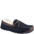 Navy - Front - Cotswold Mens Northwood Suede Moccasin Slippers