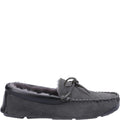 Grey - Back - Cotswold Mens Northwood Suede Moccasin Slippers