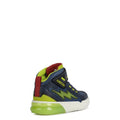 Navy-Lime - Side - Geox Boys Grayjay Leather Lined Trainers