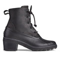 Black - Back - Sperry Womens-Ladies Saltwater Heel Fashion Leather Ankle Boots
