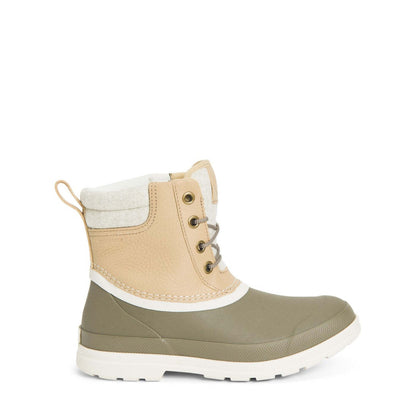 Taupe-Walnut Brown - Back - Muck Boots Womens-Ladies Originals Duck Lace Leather Wellington Boots
