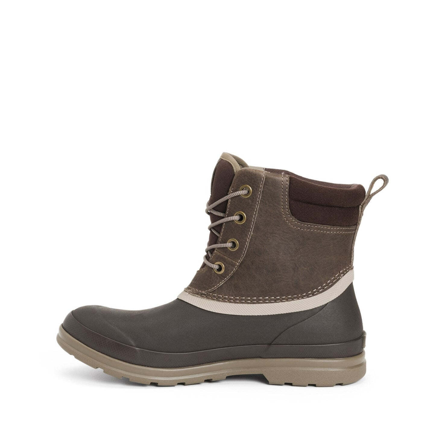 Taupe-Dark Brown - Lifestyle - Muck Boots Womens-Ladies Originals Duck Lace Leather Wellington Boots