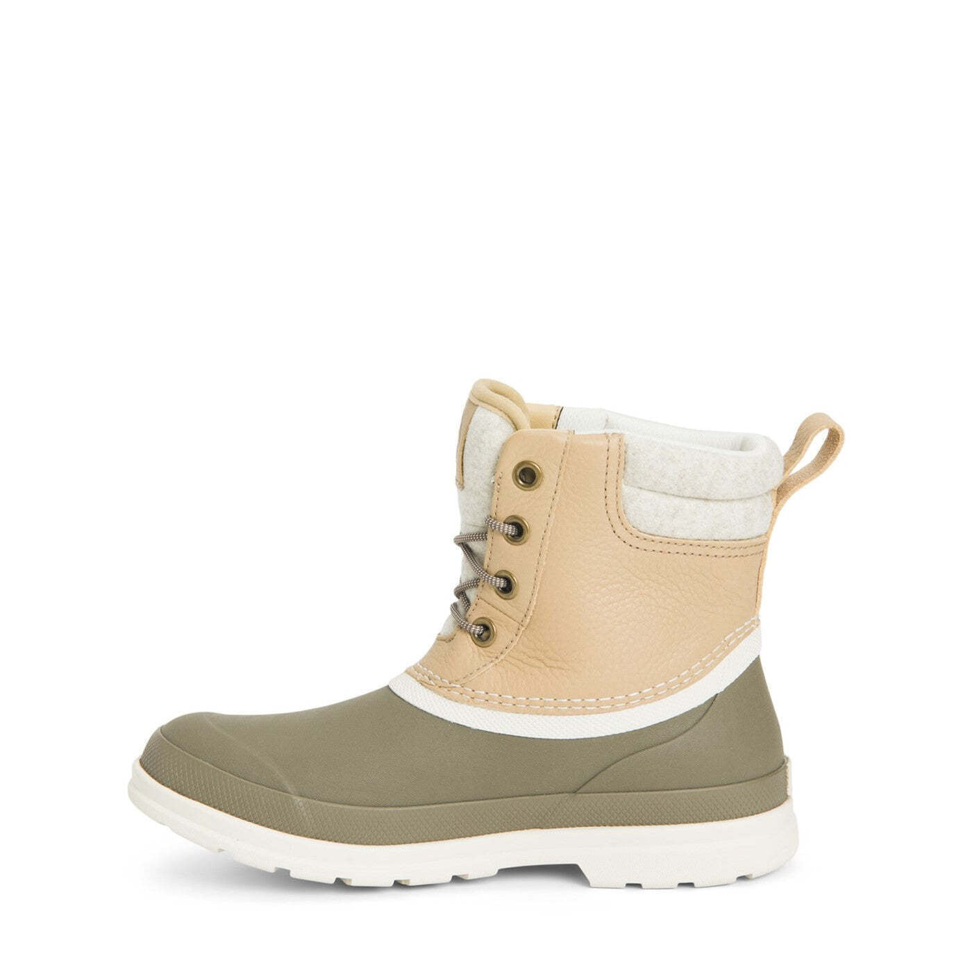 Taupe-Walnut Brown - Lifestyle - Muck Boots Womens-Ladies Originals Duck Lace Leather Wellington Boots