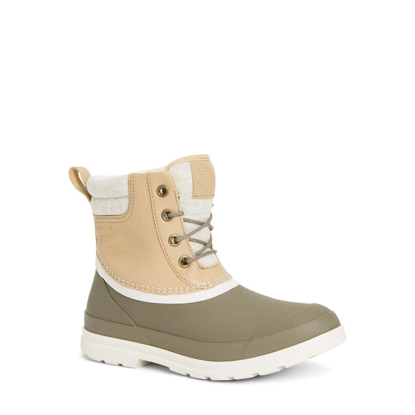 Taupe-Walnut Brown - Front - Muck Boots Womens-Ladies Originals Duck Lace Leather Wellington Boots
