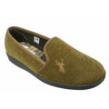 Tan - Front - Mirak Stag Mens Slip-On Slipper - Classic Mens Slippers