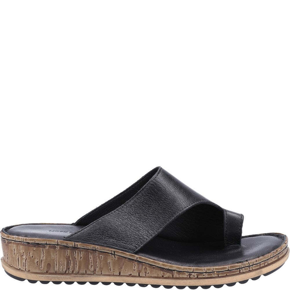 Black-Cream - Back - Hush Puppies Womens-Ladies Elissa Suede Sandals