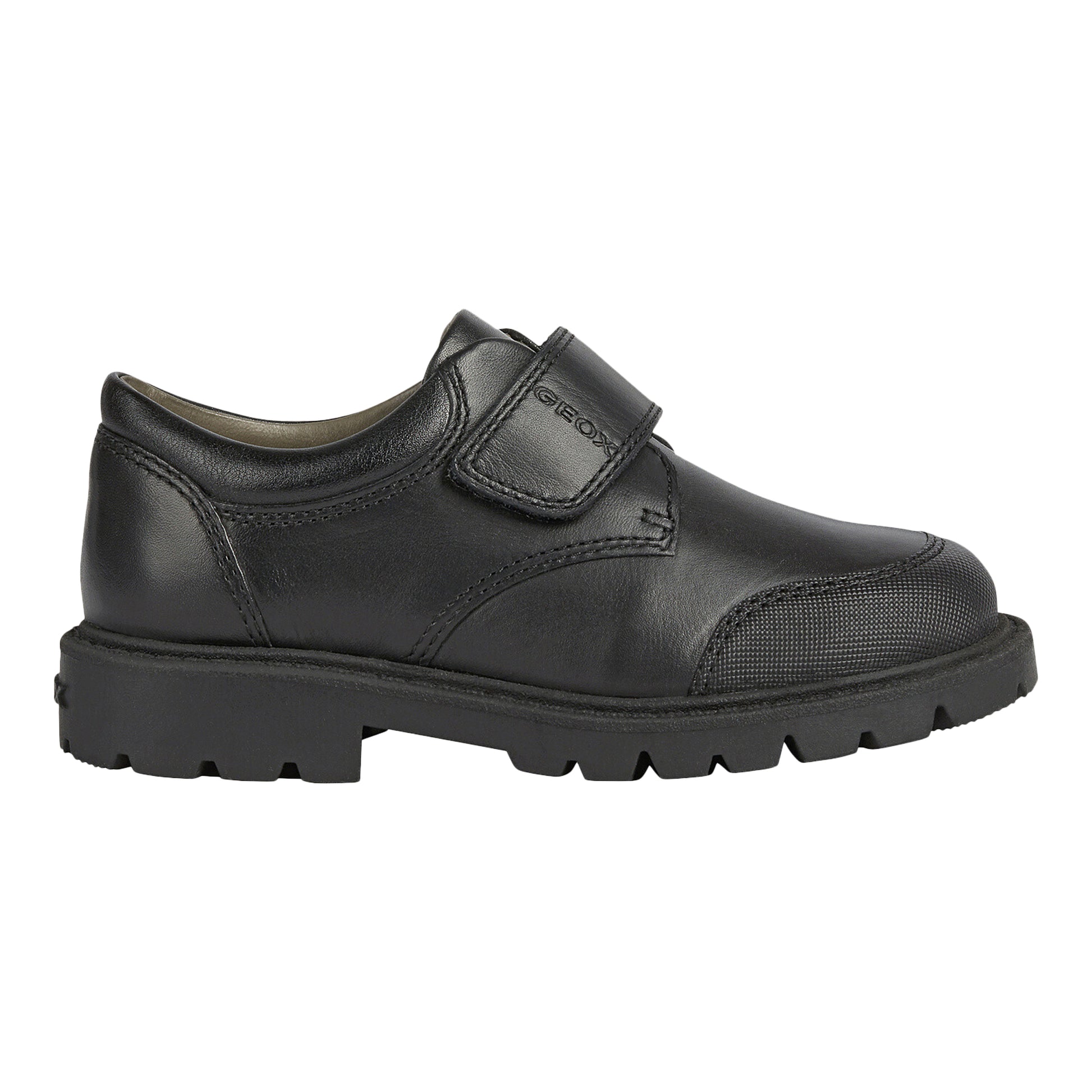 Black - Back - Geox Boys Shaylax Leather School Shoes