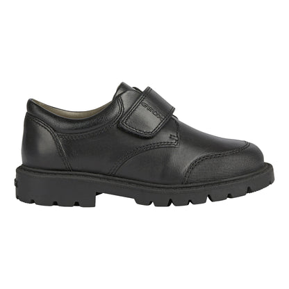 Black - Back - Geox Boys Shaylax Leather School Shoes