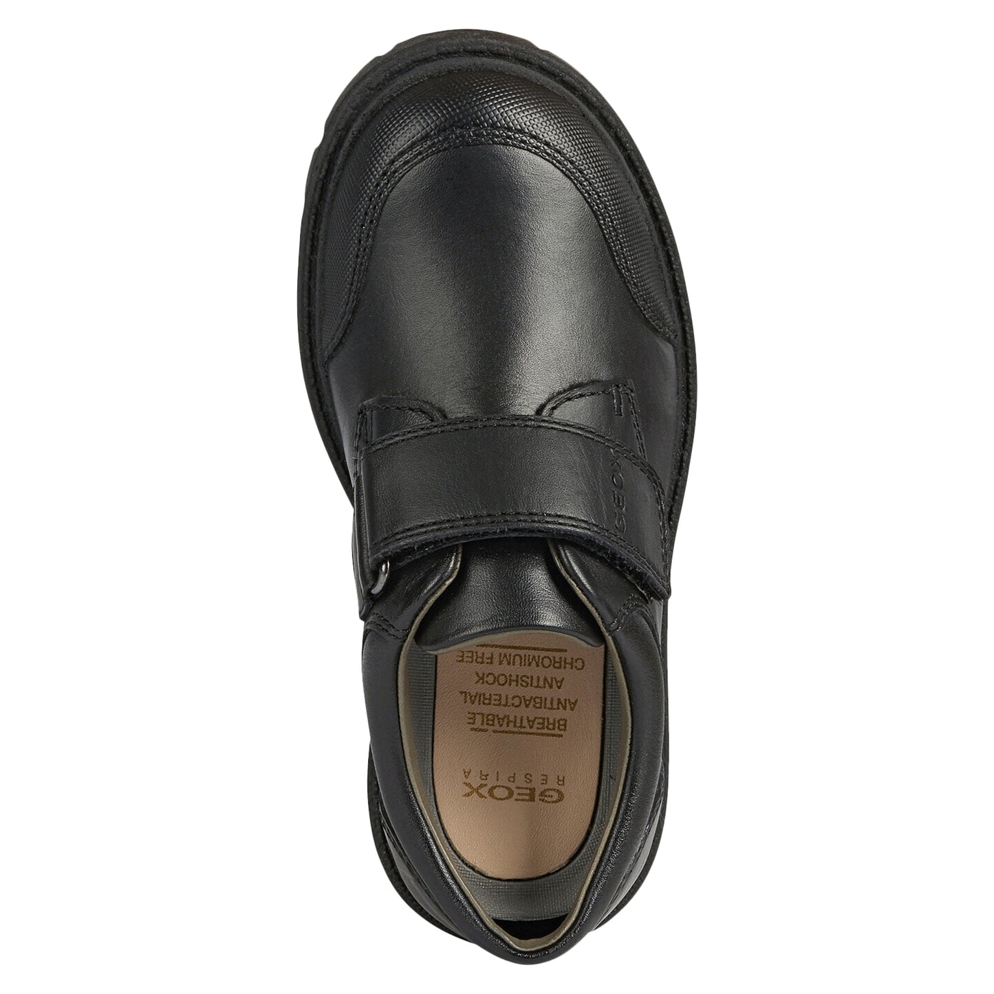 Black - Side - Geox Boys Shaylax Leather School Shoes