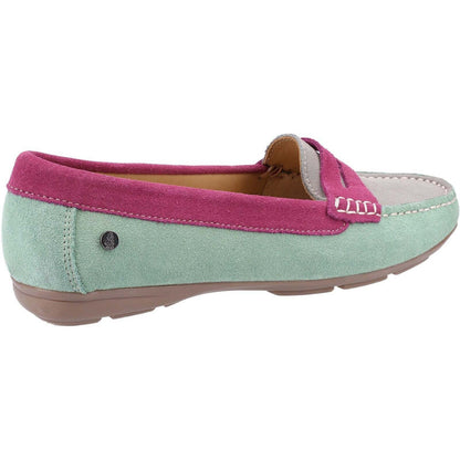 Green-Pink-Grey - Side - Hush Puppies Womens-Ladies Margot Suede Loafers