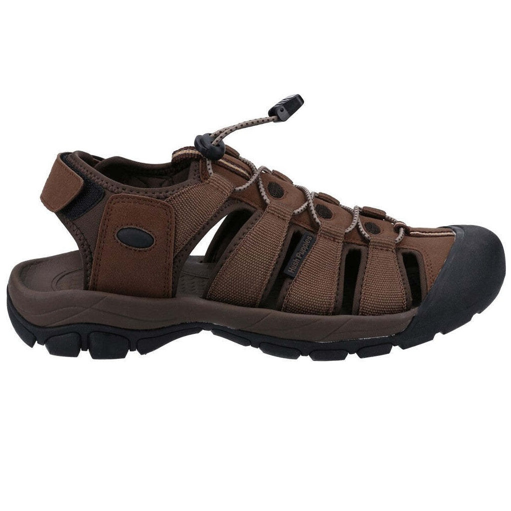 Brown - Back - Hush Puppies Mens Peru Sandals