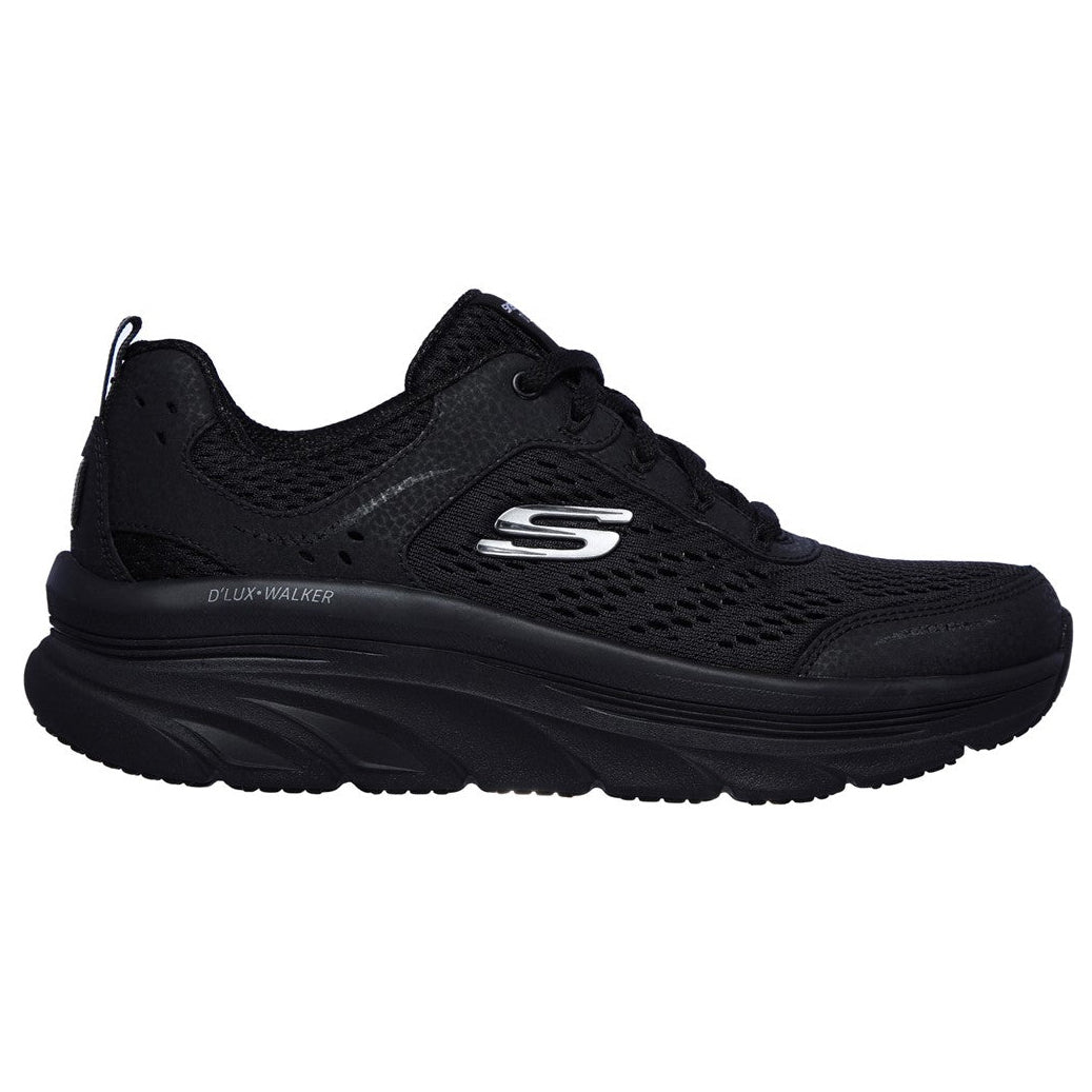 Black - Back - Skechers Womens-Ladies D´Lux Walker Leather Relaxed Fit Walking Shoes