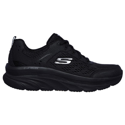 Black - Back - Skechers Womens-Ladies D´Lux Walker Leather Relaxed Fit Walking Shoes