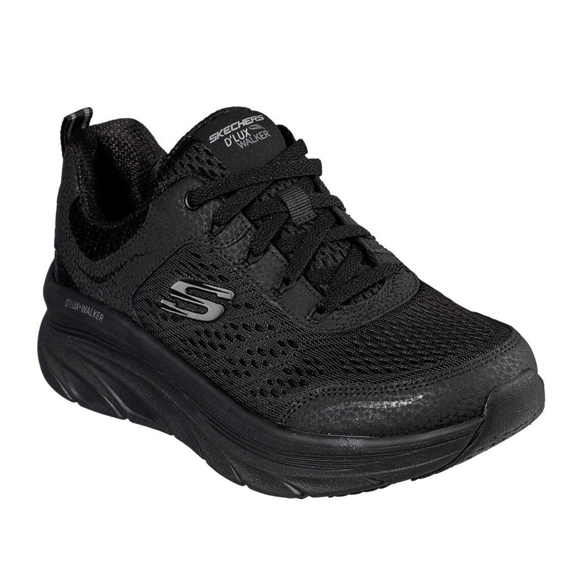 Black - Front - Skechers Womens-Ladies D´Lux Walker Leather Relaxed Fit Walking Shoes