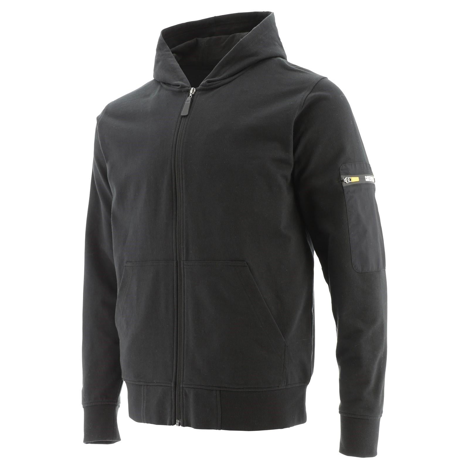 Black - Front - Caterpillar Mens Loop Back Full Zip Hoodie