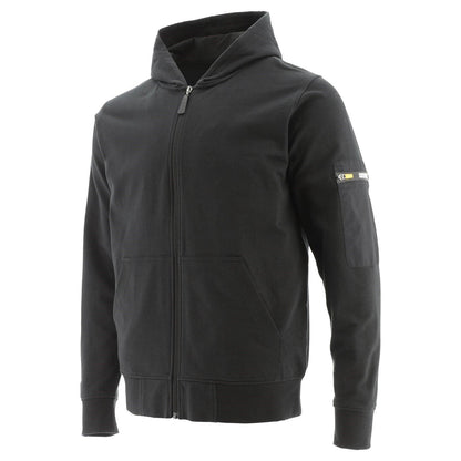 Black - Front - Caterpillar Mens Loop Back Full Zip Hoodie