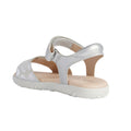 White-Silver - Side - Geox Girls Haiti Leather Sandals