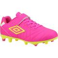 Hot Pink - Front - Umbro Childrens-Kids Speciali Liga Firm Leather Football Boots