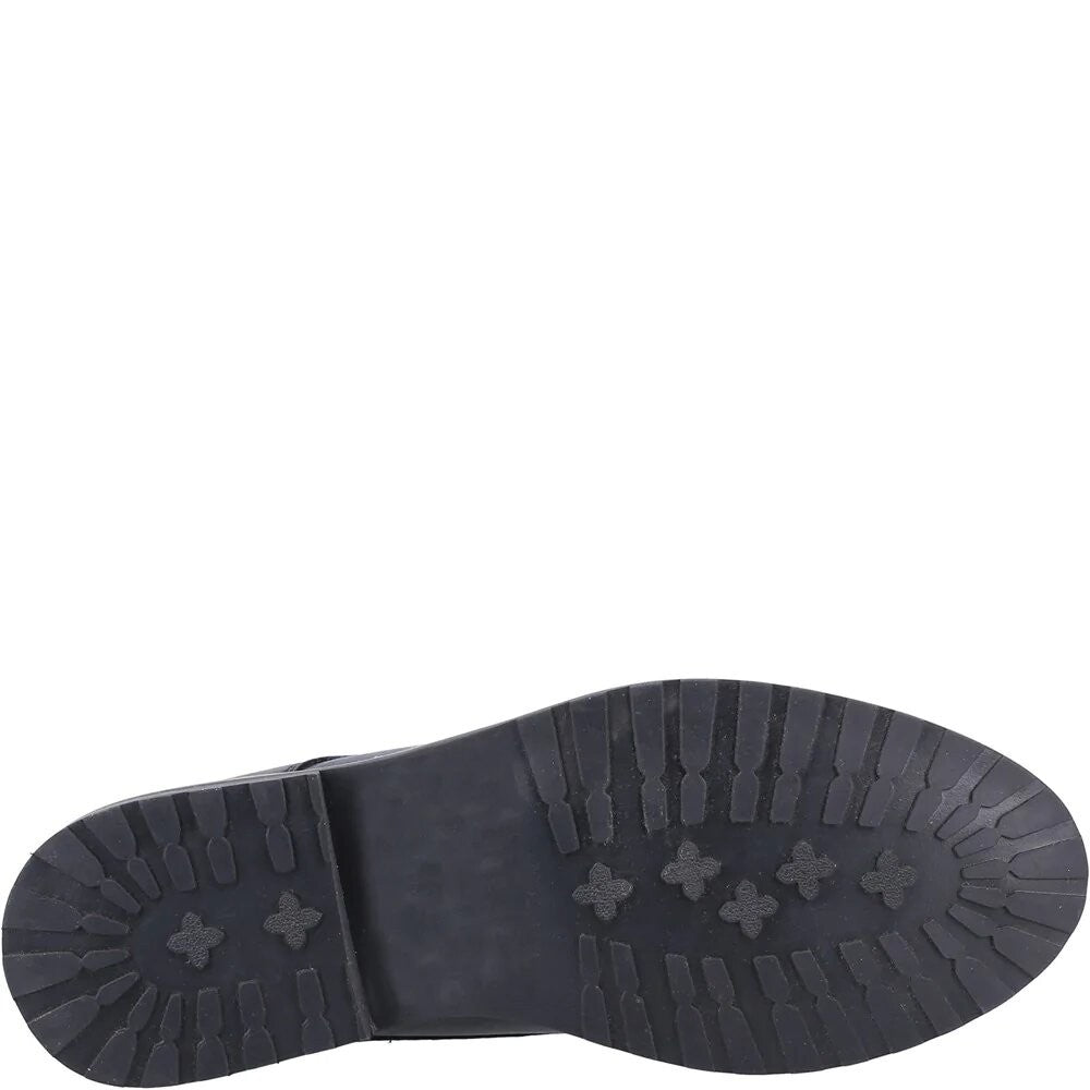 Black - Back - Hush Puppies Womens-Ladies Verity Plain Leather Oxfords