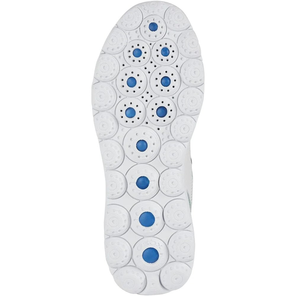 White-Green - Back - Geox Womens-Ladies Spherica Nappa Leather Trainers
